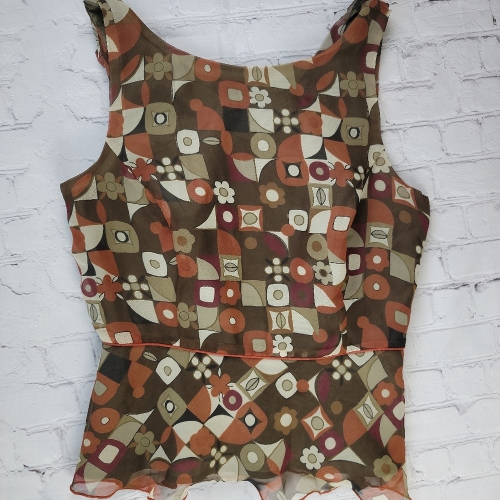 Signature Sangria boho print cowl back‎ tank top